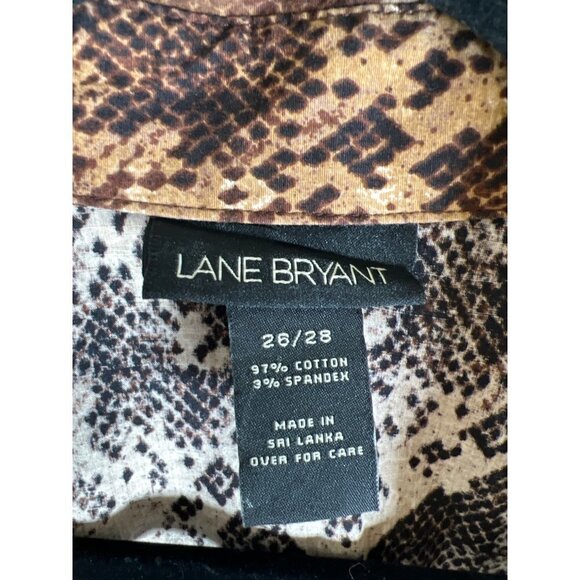 Lane Bryant Womens Size 26 / 28 Tunic Top 3/4 Sleeve Brown Snakeskin Print Stret - Picture 7 of 11